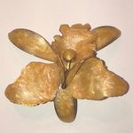 Vintage Gold Tone 3D Shimmer Enamel Orchid Retro Flower Brooch Shoulder Pin Photo 1