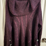 Denim 24/7 Plus Cowl Neck Oversized Chunky Knit Sweater Button Detail 18/20 2X Red Photo 0