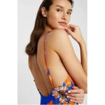 Desigual 💕💕 Cancun One Piece Swimsuit ~ Tropical Blue Floral Pattern NWT Photo 3