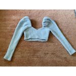 ASOS DESIGN fuzzy knit crop top long sleeve sweetheart neckline size 6 US Photo 1