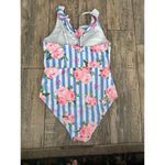 Betsey Johnson Women’s Blue & White Floral Stripe One Piece Swimsuit Size Small Photo 1