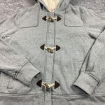 OP XL Hooded Sweatshirt Jacket Faux Fur Gray Full Zip Hooks Womens Long Sleeve Photo 3