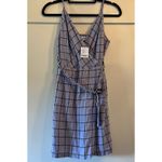 Urban Outfitters Dress Womens Small Linen Mini Bleted Amanda Lavender Faux Wrap Photo 5