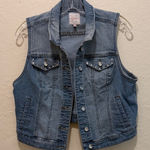Candie's Vintage  Blue Denim Vest with Shiny Gemstone Details Photo 0
