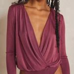 Free People  Intimately long sleeve mauve plunge neck turnt body suit Photo 0