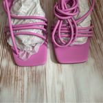 Pretty Little Thing Pink Square Toe Strappy Low Block Heeled Sandals Size 8 Photo 4