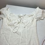 O. Vianca White Milkmaid Smocked Off Shoulder Stripe Print Bodycon Mini Dress M Photo 5