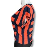 Aeropostale  Womens Striped T Shirt Top Short Sleeve Orange Navy Blue Large Photo 3