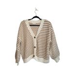 Maurice's Striped Checkered Cardigan Cream Tan Mix Button Front Photo 1