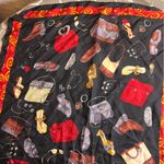 Brighton 100% silk Vintage Black and Red Scarf with Handbag and Shoe Design NWOT Photo 5
