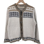Croft & Barrow Vintage  Nordic Metal Hook Cardigan Size Large Fair Isle Chenille Photo 0