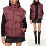Aritzia Wilfred Laramie The Chalet Puffer Vest Goose Down Merlot Red Medium NWT Photo 1
