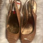 Nine West Brown Croc-Embossed Heels Photo 0