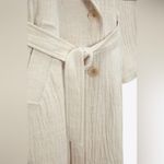 ZARA New Ivory Belted Linen Blend Lapel Collar Christmas Holiday Trench Sz M Photo 8