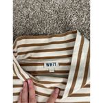 Anthropologie  WHIT Brown Ivory Funnel Neck Dress L Midi Striped Cotton Lagenlook Photo 5