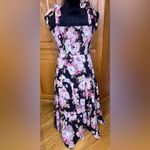 Lulus Wowing Wonder Black Floral Jacquard Smocked Tie-Strap Tiered Midi Dress Photo 6