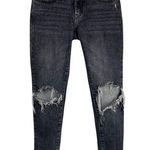 Levi's Levi’s 711 Skinny Crop Black Denim Distressed Raw Hem Jeans Sz 26 Photo 0