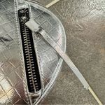 ALDO  Faux Croc Print Shoulder Bag Handbag Purse Zippers Silver Y2K Photo 3