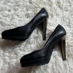 Max Mara  Black Heels Silver Metallic Heel Women's 38 Photo 2