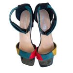 Fashion NVX multi color suade strap sandal heels yellow green red size 6.5 (230) Gold Photo 4