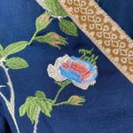 Tolani  Romance Blooms Floral Embroidered Cotton Short Kimono Navy/Pink S/M Photo 7