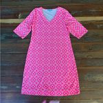 Anthony’s Resortwear Vibrant Tropical UPF Geometric Performance Dress ~ Sz S 🧡🍄 Pink Photo 3