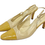 Salvatore Ferragamo  CARISA CREAM LEATHER CAP TOE SLINGBACK PUMPS Size 10 Photo 0