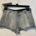 Acynetic women's 25 french terry cotton bleach blue gray denim ERIN booty shorts Photo 0