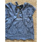 Abercrombie & Fitch  Gray Blue Lace Sheer Cutout Bow Back Blouse Shirt Medium NEW Photo 6