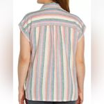 Orvis Women's Ladies Short Sleeve Button Up Linen Blend Shirt Top Stripe S Photo 2