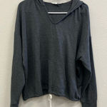 Workshop  V-Neck Hooded Semi Crop Drawstring Waist Dolman Sleeve Sweatshirt Large Photo 0