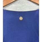 Soft Surroundings Womens Dress L Blue Short-Sleeve V-Neck Ruched Side Slit Photo 6