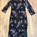 Bisou Bisou NWT  Dress Michele Bohbot Black Floral Midi laceFitting Dress Size 14 Photo 0
