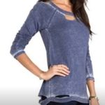 Chaser Purple Distressed Burnout Open Cut Out Long Sleeve Top Photo 2