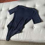 Free People Intimately Free‎ People Navy Black Mesh Trimmed Criss Cross Bodysuit Photo 7