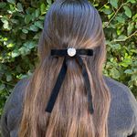 Black Heart bow coquette hair clip Photo 0