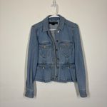 Veronica Beard  Jayla Peplum Denim Jean Jacket Size Small Photo 3