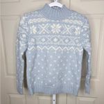 Ralph Lauren fair Isle wool blend ice blue sweater hand knit mock neck sz medium Photo 6