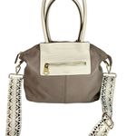 Perlina  Leather Top Handle Tote Satchel Crossbody Strap Taupe Bone Bag Purse Photo 4