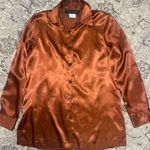 Harvé Benard Burnt Orange Silk Button Up Blouse Photo 0