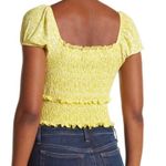 Lush Clothing New Lush Printed Puff Sleeve Smocked Crop Top Yellow Photo 1