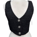 Altar'd State Altar’d State Black Sparkle Tweed Button Front Cropped Vest Size Small NWT Photo 0