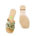 Madden Girl NEW  MINT GREEN SLIP ON SLIDE BUCKLE GOLD SZ-9.5 Photo 2