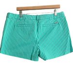 Michael Kors Turquoise Striped Shorts Women Size 12 Flat Front Button Zip Preppy Photo 6