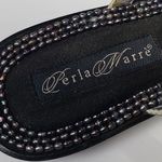 Perla Marre Beaded Black Flip Flops Size 8 Silver Photo 4