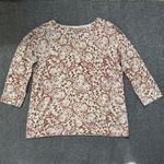 J.Jill  Women’s Ivory/Brown Butterfly Long Sleeve Knit Shirt Small Photo 1