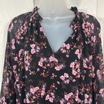 CeCe  Black Floral Long Sleeve V Neck A Lone Mini Dress Size 1 X NWT Photo 12