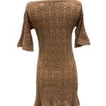 American Vintage Crochet Knit Short Sleeve Mini Dress Beach Cover Up Photo 5