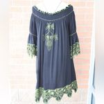 Mango NWT URBAN Western Black Embroidered Off Shoulder Babydoll Dress Mini M Photo 9