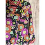 Vera Bradley  Women M 10 Blouse Top Shirt Contrast Black Orange Green Yellow Pink Photo 1